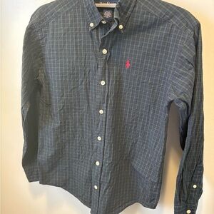 Ralph Lauren green and navy plaid button down medium boys xs